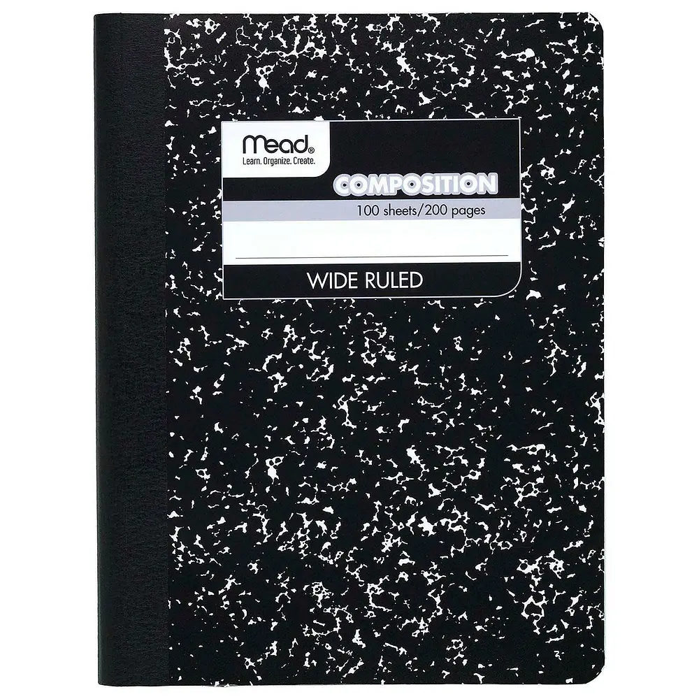 Mead 09910 9.75 in. x 7.5 in. Sheets Wide/Legal Rule Composition Book - Black Cover