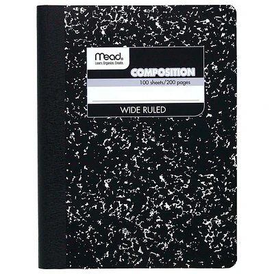 Mead 09910 9.75 in. x 7.5 in. Sheets Wide/Legal Rule Composition Book - Black Cover