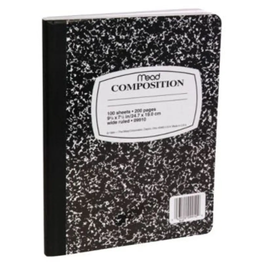 Mead 09910 9.75 in. x 7.5 in. Sheets Wide/Legal Rule Composition Book - Black Cover