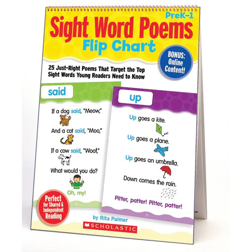 Sight Word Poems Flip Chart, PreK-1: 25 Just-Right Poems That Target the Top Sight Words Young Readers Need to Know
