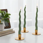 6pk Taper Candle Set Green Wavy - Room Essentials™