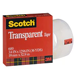 3M #600 Transparent Cellophane Tape  3/4  x 36 yds.
