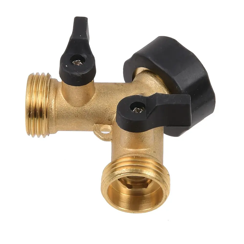 Expert Gardener Brass 2-Way Y Hose Shut-off Connector