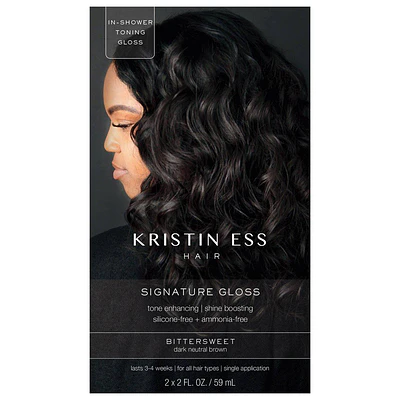 Kristin Ess Hair Gloss in Bittersweet for Dark Brown Hair - Semi Permanent Dye + Toner - 4 fl oz