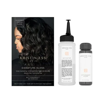 Kristin Ess Hair Gloss in Bittersweet for Dark Brown Hair - Semi Permanent Dye + Toner - 4 fl oz