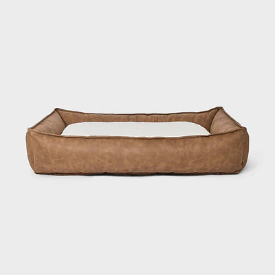 Cuddler Faux Leather Bolster Dog Bed - Boots & Barkley™ M