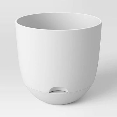 Self-Watering Plastic Planter Pot 12" - Room Essentials™: Modern Indoor/Outdoor Round Polypropylene, White, 10" Height