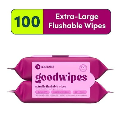 Goodwipes Flushable Personal Wipes - Rosewater - 50ct/2pk