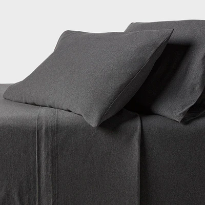 King Cotton Jersey Sheet Set Heather Charcoal - Threshold™: 100% Cotton, Machine Washable, OEKO-TEX Certified