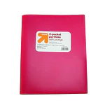 2 Pocket Plastic Folder with Prongs Pink - up&up™: School Supplies, Polypropylene, 50 Sheet Capacity, 2 Internal Pockets