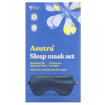 Asutra Natural Sleep Mask Set with Weighted Lavender Silk Eye Pillow & Cooling Gel Mask Navy Eye Masks - 2pc