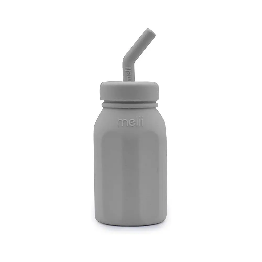 Melii Silicone Baby Bottle with Straw - 7.78 fl oz - Gray