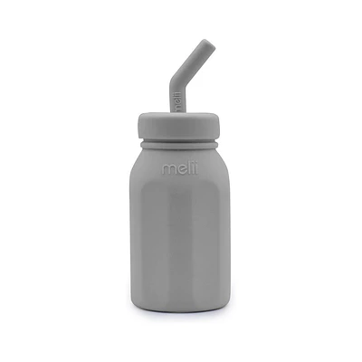 Melii Silicone Baby Bottle with Straw - 7.78 fl oz - Gray