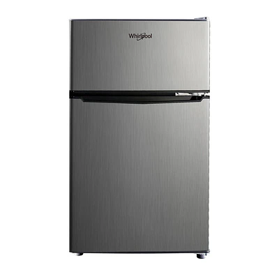 Whirlpool 3.1 cu ft Mini Refrigerator Stainless Steel WH31S1E: Energy Star Certified Dorm Fridge, Reversible Door, 2 Shelves