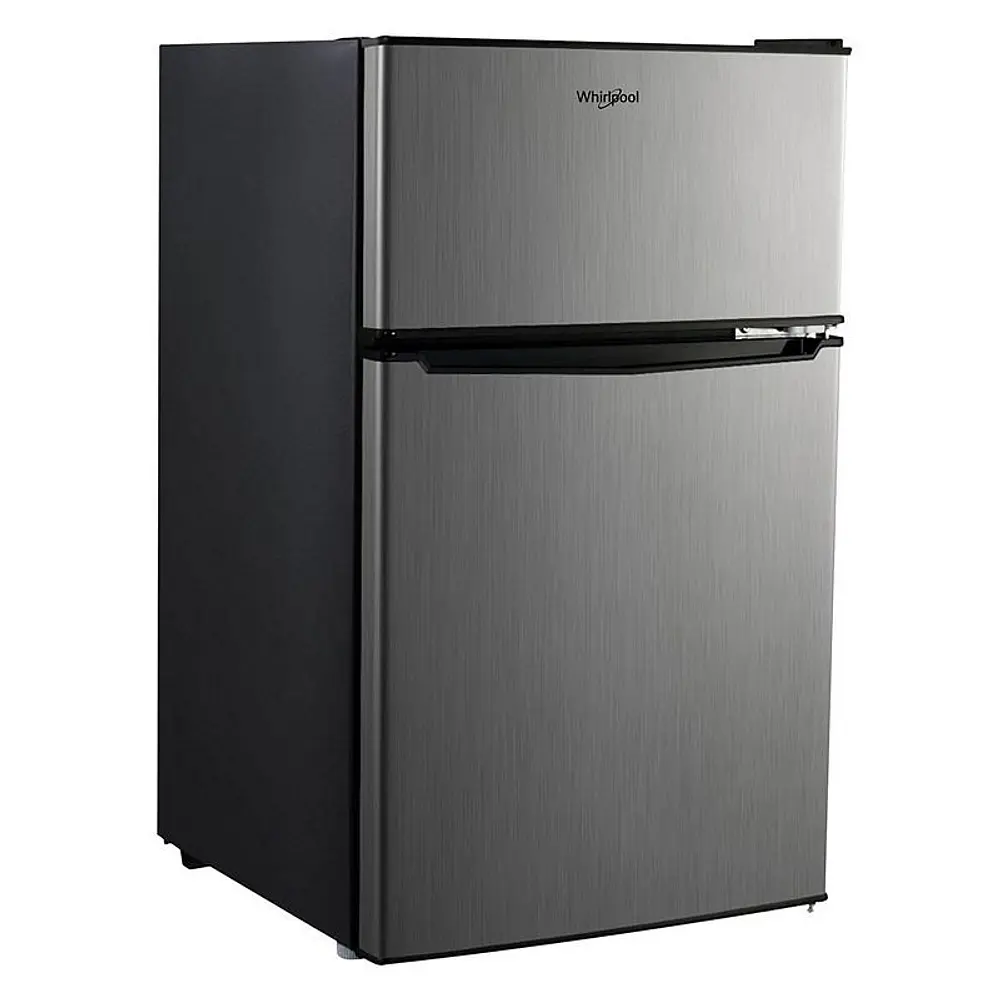 Whirlpool 3.1 cu ft Mini Refrigerator Stainless Steel WH31S1E: Energy Star Certified Dorm Fridge, Reversible Door, 2 Shelves