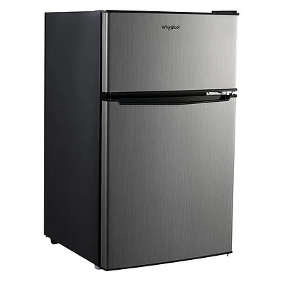 Whirlpool 3.1 cu ft Mini Refrigerator Stainless Steel WH31S1E: Energy Star Certified Dorm Fridge, Reversible Door, 2 Shelves
