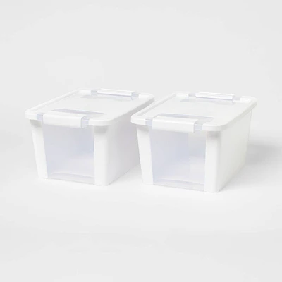 2pk Latching Window Utility Storage Boxes Small True White - Brightroom™
