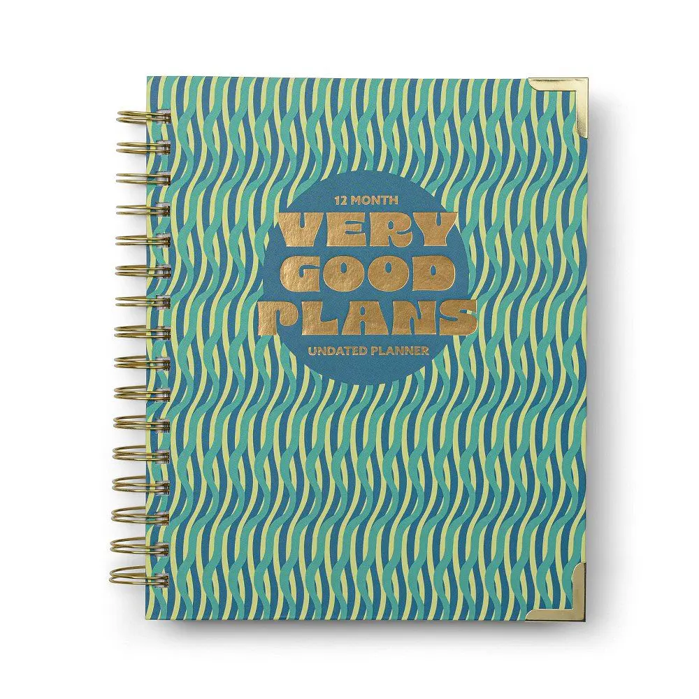 Undated Hardcover Planner with Wavy Print – Twin-Wire Binding  6.25x8.25in Pages  200 Lined Sheets