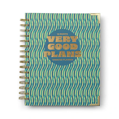 Undated Hardcover Planner with Wavy Print – Twin-Wire Binding  6.25x8.25in Pages  200 Lined Sheets