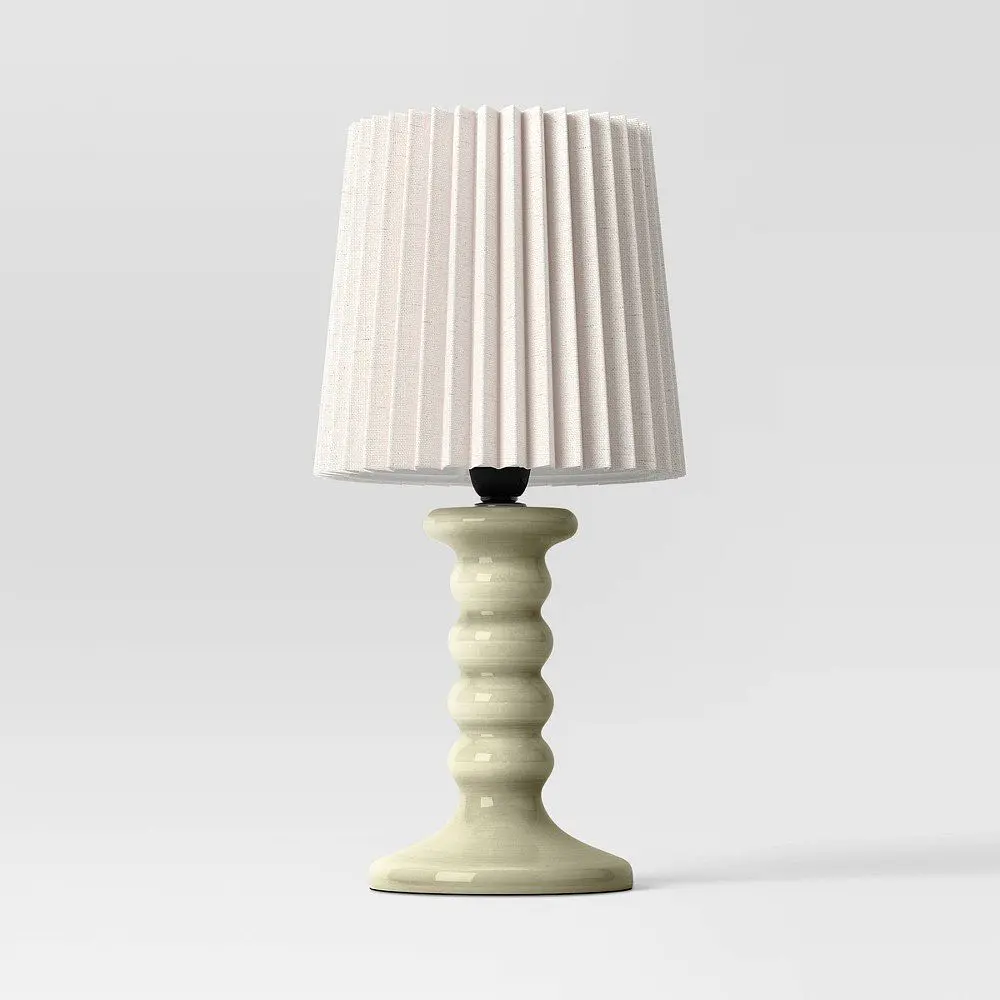 Mini Stick Table Lamp with Pleated Shade Green - Room Essentials™