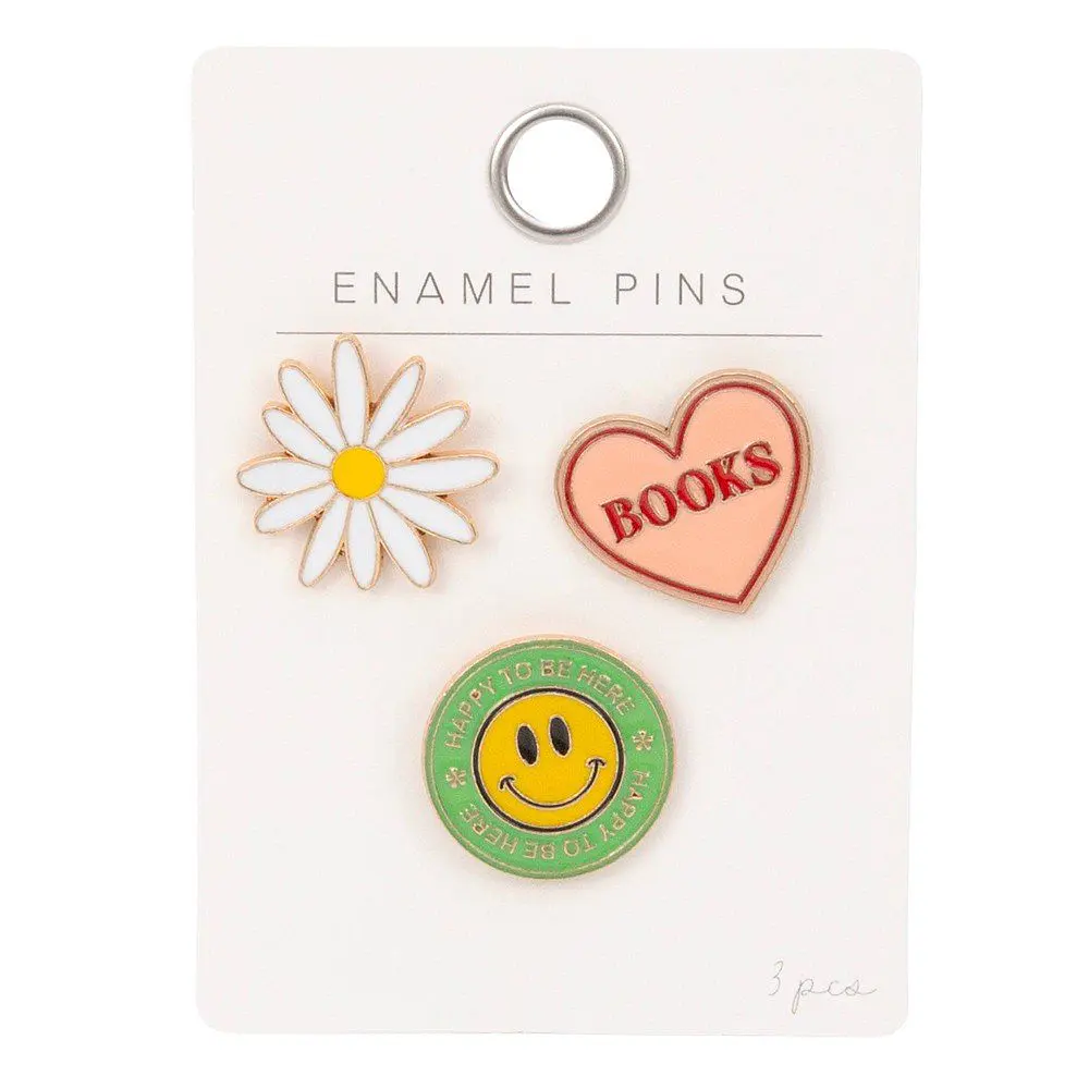Horizon Group 3pk Daisy, Smiley, Books Heart Pin Set