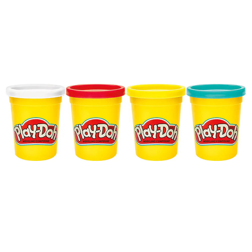 Play-Doh 4 Pack of Classic Non-Toxic Colors for Kids 2+  4-Ounce Cans (Blue  Yellow  Red  White)