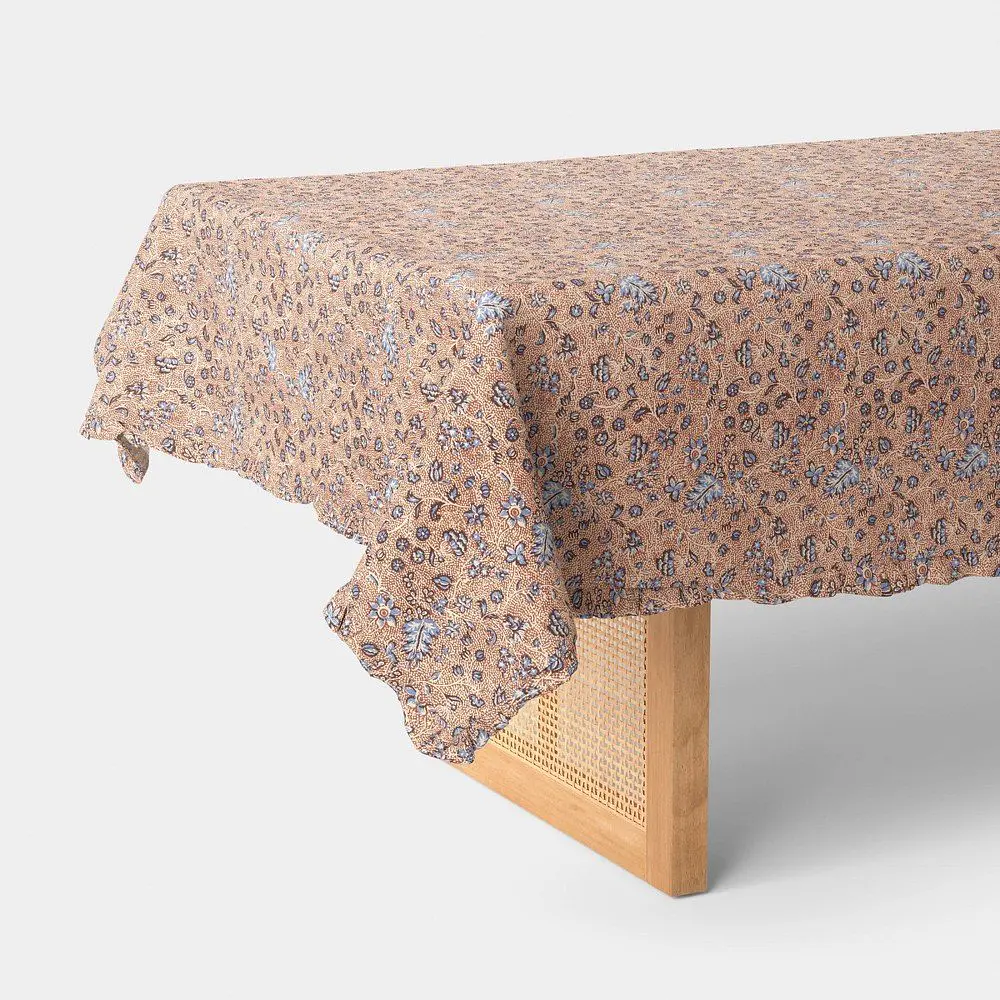 84"x60" Block Print Ruffle Tablecloth - Threshold™