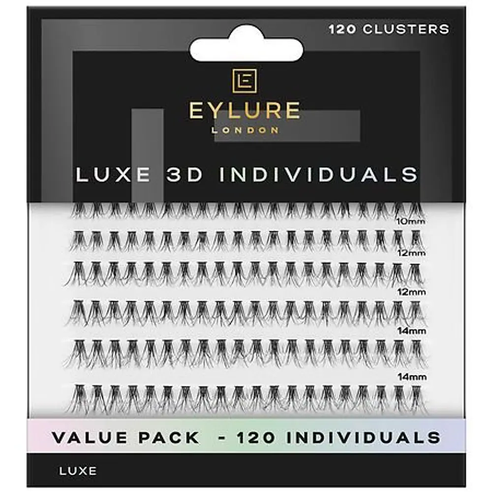Eylure Luxe 3D Individuals False Eyelashes - 120ct: Full Volume, Adhesive Not Included, Synthetic Hair