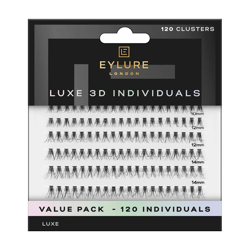 Eylure Luxe 3D Individuals False Eyelashes - 120ct: Full Volume, Adhesive Not Included, Synthetic Hair