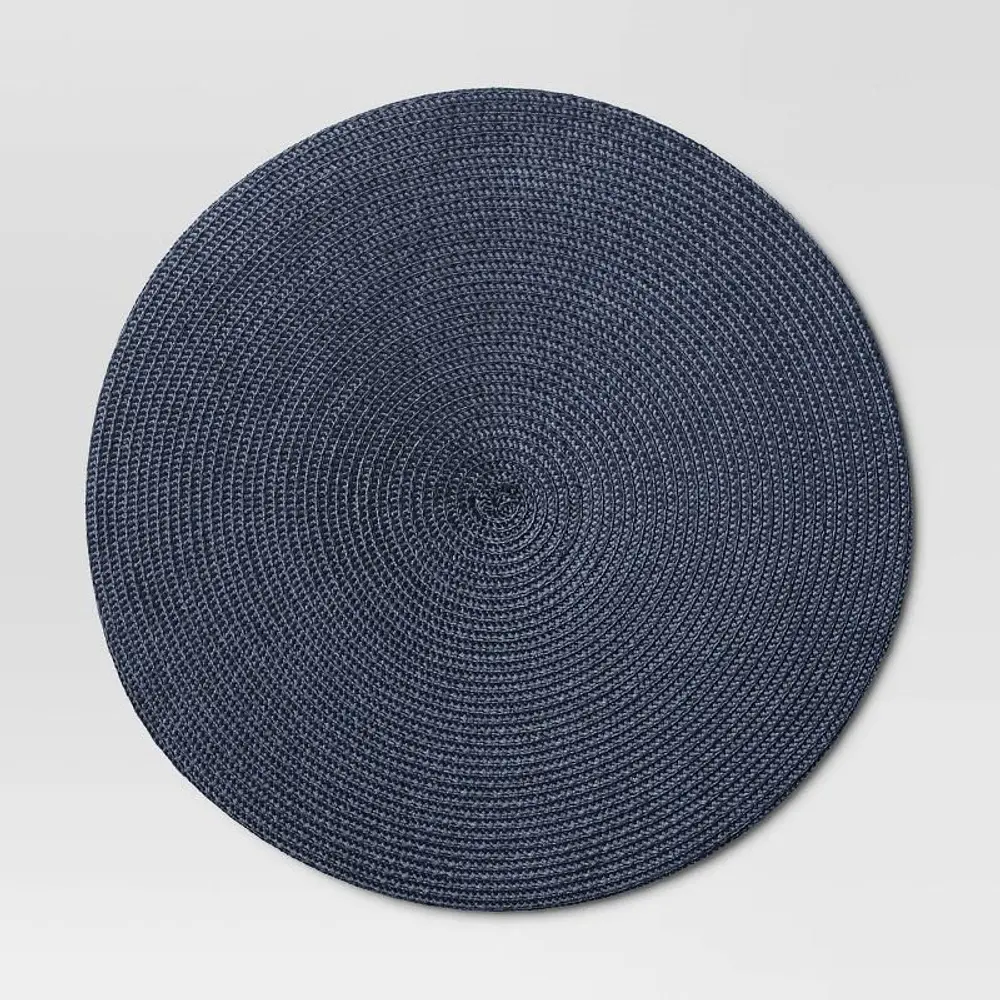 Polyround Charger Placemat Dark Blue - Threshold™: Round Table Mat, Traditional Style, Navy Blue, 15" Diameter