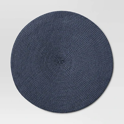 Polyround Charger Placemat Dark Blue - Threshold™: Round Table Mat, Traditional Style, Navy Blue, 15" Diameter
