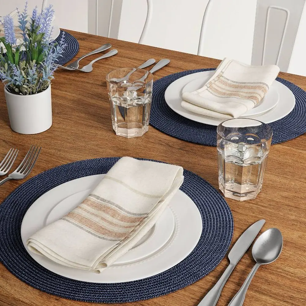 Polyround Charger Placemat Dark Blue - Threshold™: Round Table Mat, Traditional Style, Navy Blue, 15" Diameter