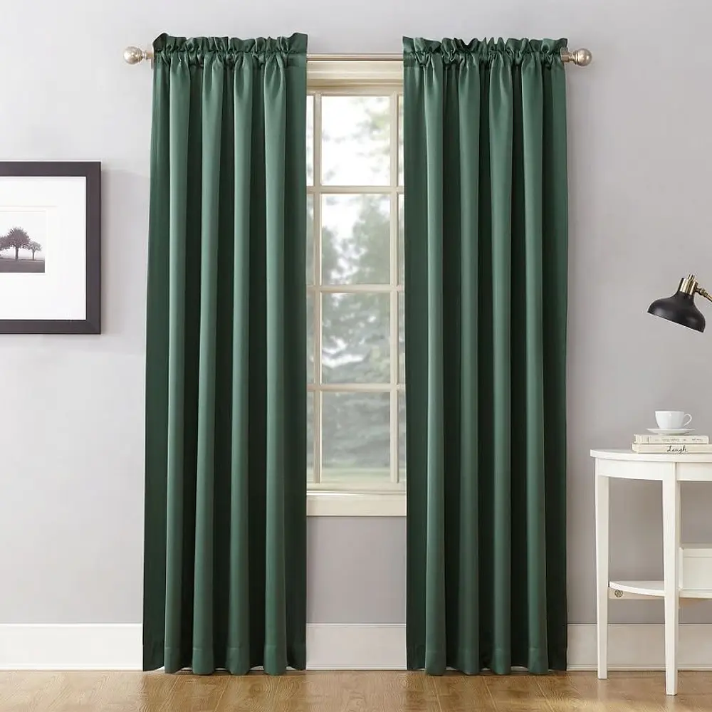 54"x63" Sun Zero Room Darkening Seymour Rod Pocket Curtain Panel Everglade: Green Thermal Insulated Noise Reducing