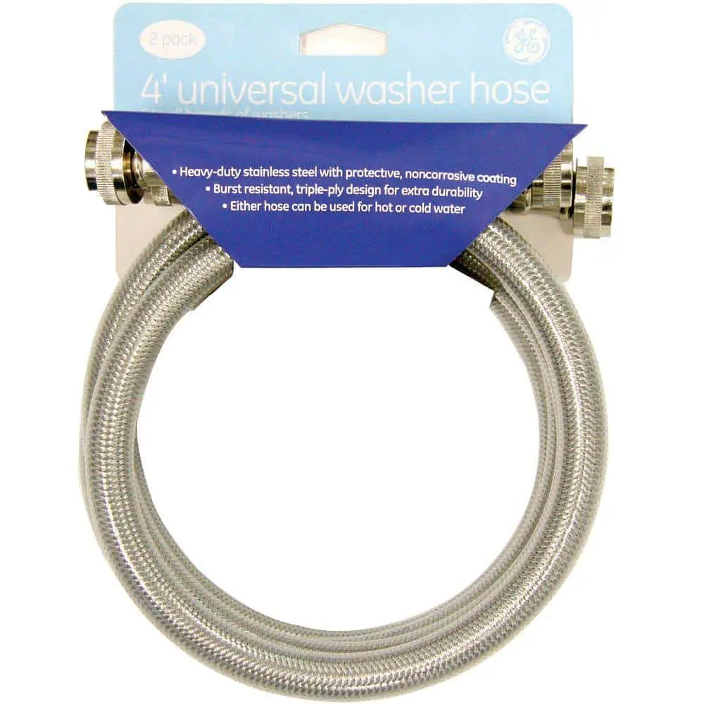 GE Appliances 4 Foot Stainless Steel Water Supply Hoses  2 Count  PM14X10005