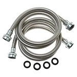 GE Appliances 4 Foot Stainless Steel Water Supply Hoses  2 Count  PM14X10005