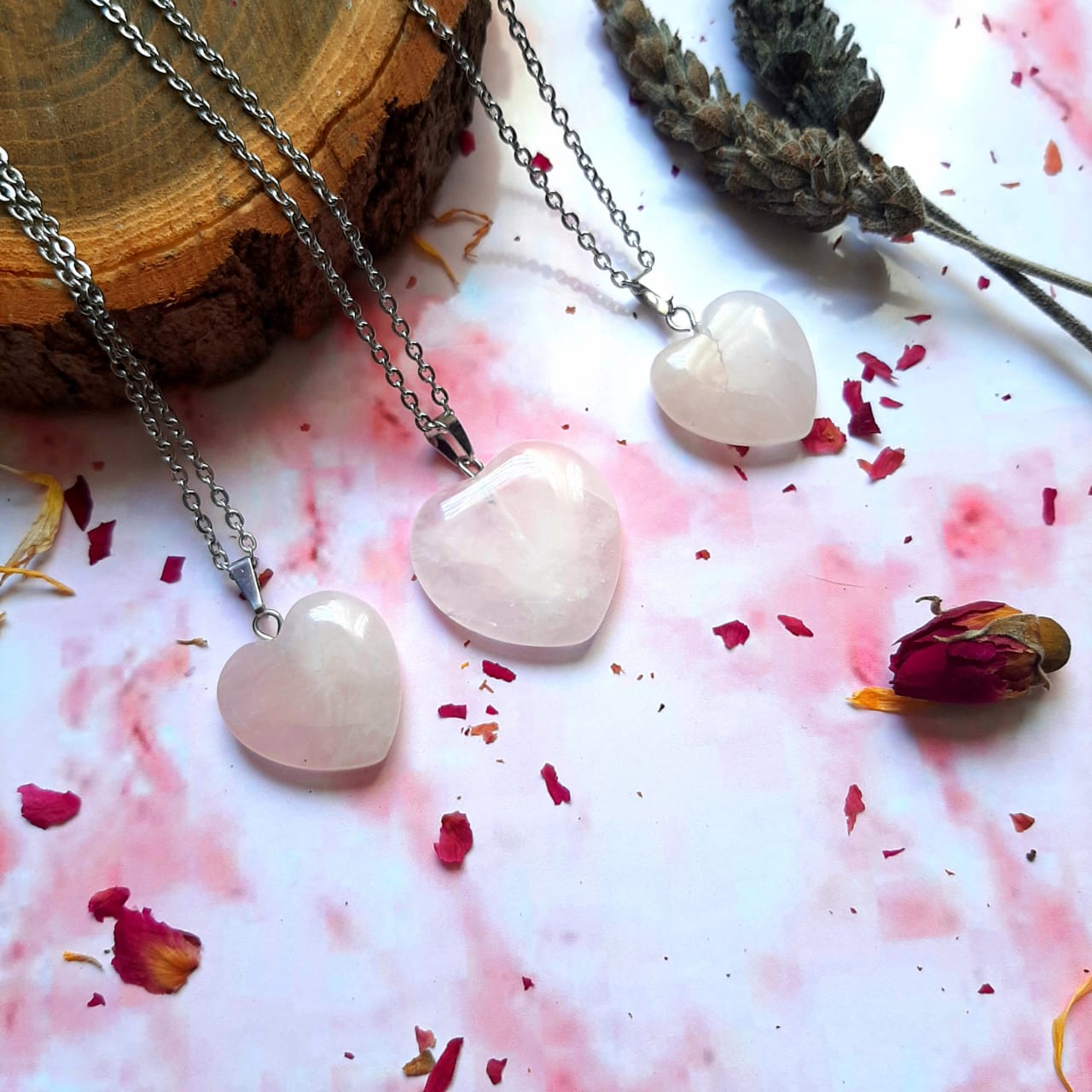 Colgante Corazón Cuarzo Rosa
