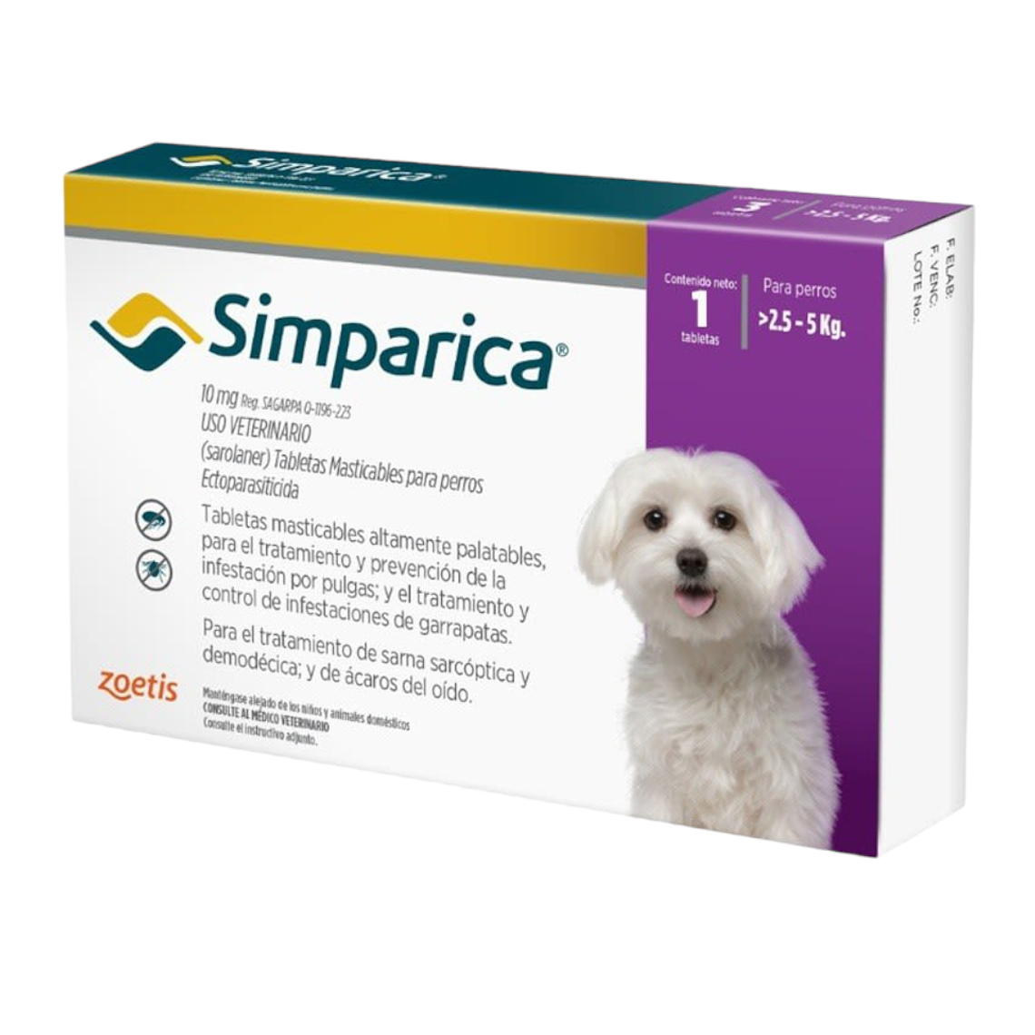 Simparica 1 comprimido 2,5 a 5 kilos perros 1