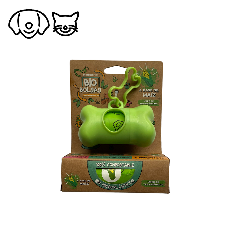 Dispensador de bolsas huesito más 2 rollos 2