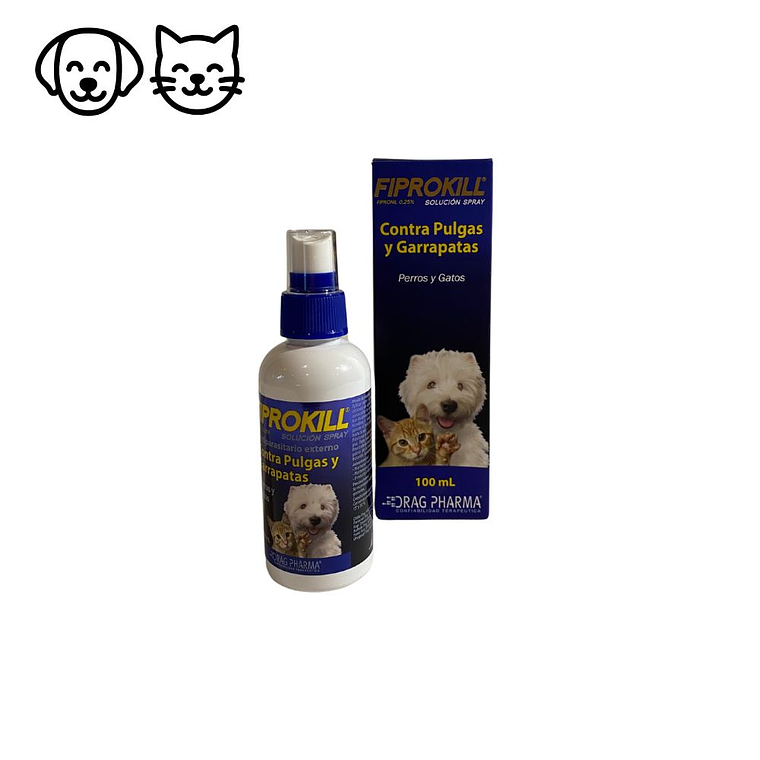 Spray antipulgas y garrapatas para mascotas 100 ml Fiprokil 1