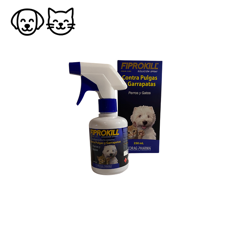 Spray antipulgas y garrapatas para mascotas 250 ml Fiprokil 1