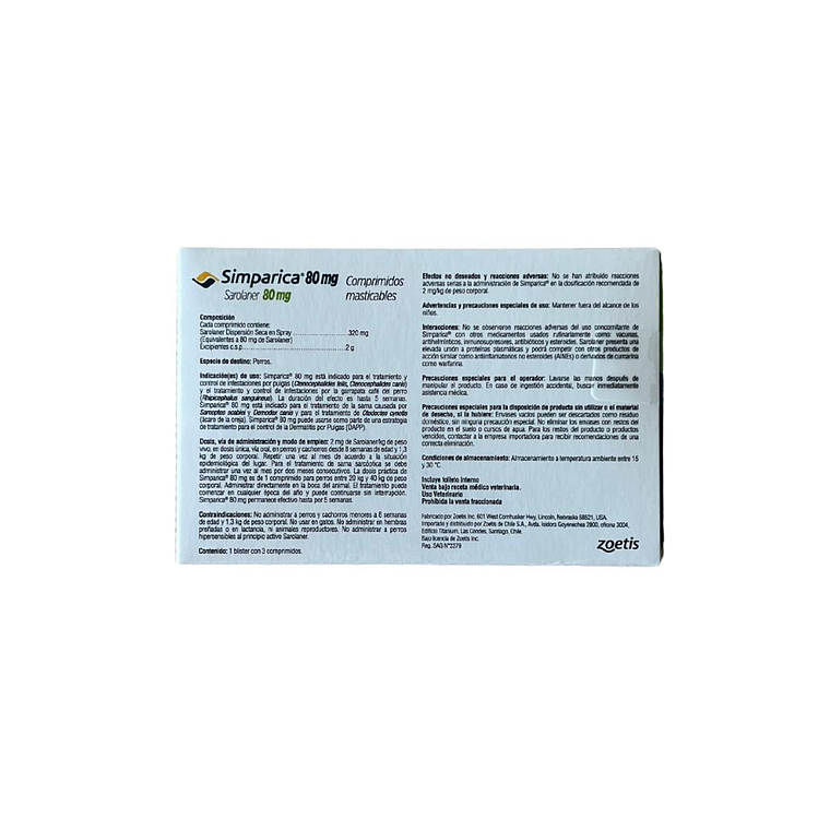 Simparica 3 comprimidos 20 a 40 kilos perros 2