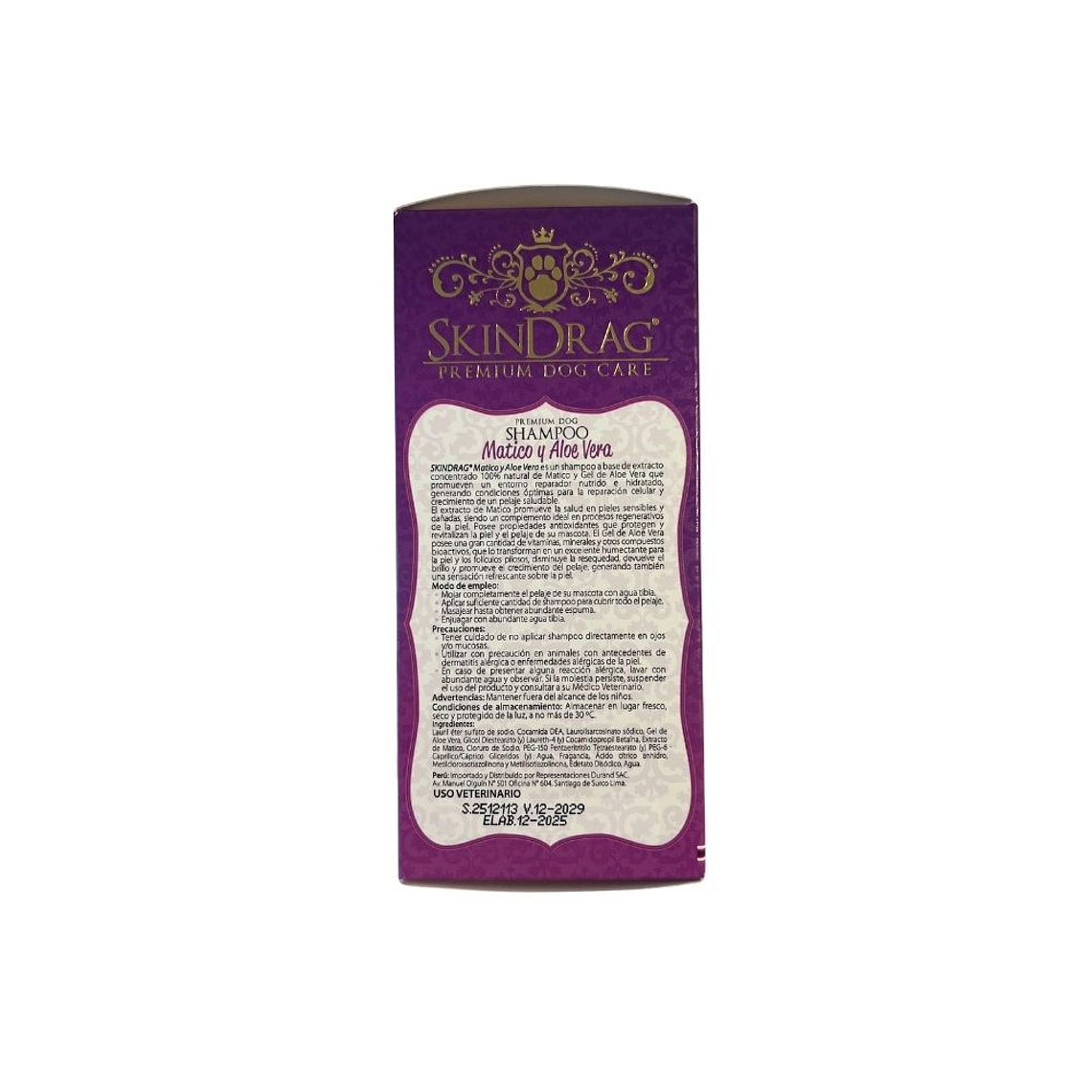Shampoo premium matico y aloe vera 250 ml para perros Skingrag 3