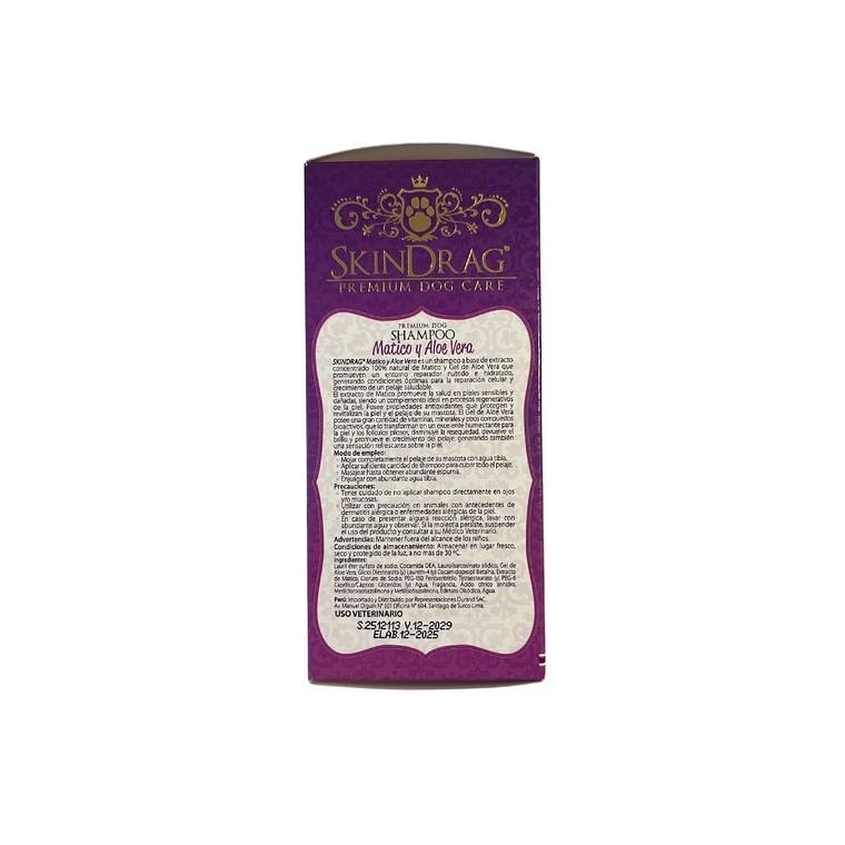 Shampoo premium matico y aloe vera 250 ml para perros Skingrag 3