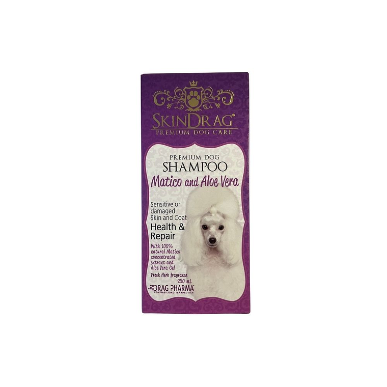 Shampoo premium matico y aloe vera 250 ml para perros Skingrag 4