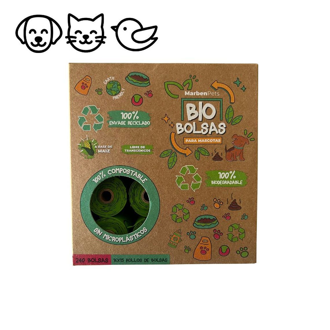 Bolsas biodegradables pack 16 rollos para desechos 1