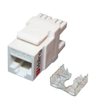 Conector Hembra  RJ 45 de 180°, Alta Densidad Categoría 6 Blanco 1