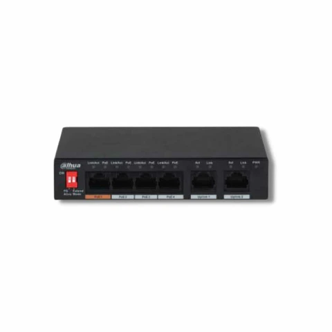 Switch PoE Dahua 4 Puertos 10/100 + 2 Uplink, 60 W, No Administrable