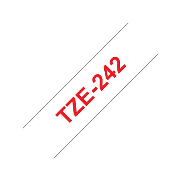 Cinta TZe-242 18 mm Rojo sobre Blanco 2