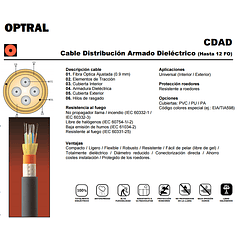 Cable de Fibra Óptica 04x62 CDAD - TIA 598 / OM1