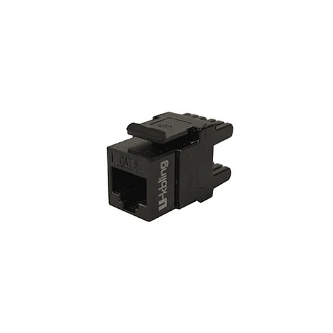 Conector hembra RJ 45 de 180°, alta densidad categoría 5E negro